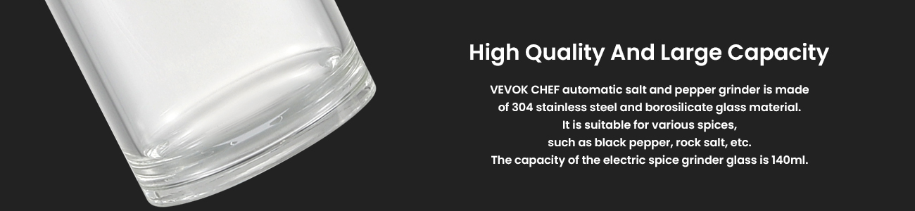 VEVOK CHEF Rechargeable Electric Salt and Pepper Grinder Black and White  Ceramic Pepper Mill with LED Light USB Gravity Automatic Salt Grinder Spice